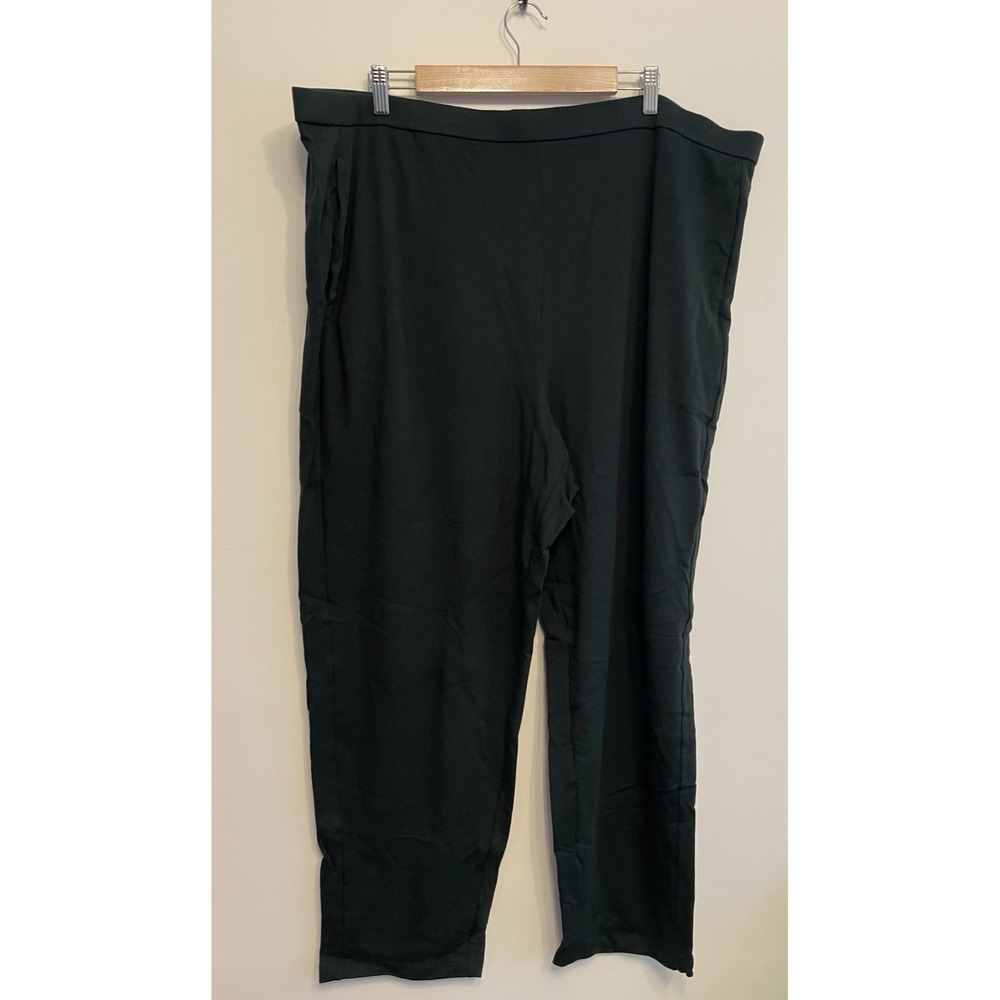Eileen Fisher Tapered Ankle Pants Women 3X Ivy Green Stretch Tencel Cotton New